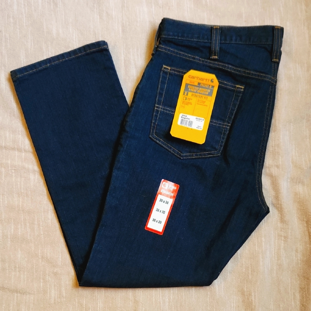 Carhartt Blue Denim Straight Fit Mens Jeans
